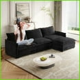thumbnail image 1 of Modern Corduroy 3-Seater L-Shaped Couch with Movable Footrest - Oversized Deep Seat for Living Room, 1 of 13