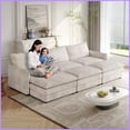 thumbnail image 1 of Modern Corduroy 3-Seater Sofa with 2 Movable Footrests for Living Room - Deep Seat Cloud Comfort, 1 of 11