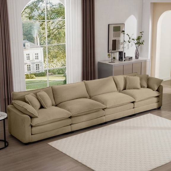 Modern Corduroy 4-Seater Sofa 2208075cm, Comfortable & Easy to Assemble