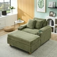 thumbnail image 1 of Modern Corduroy Accent Chair with Ottoman, Extra Deep Plush Armchair with Hidden Storage & Cup Holders, Space-Saving Living Room Sofa Couch, Stain-Resistant Fabric, Tool-Free Assembly, Green, 1 of 8