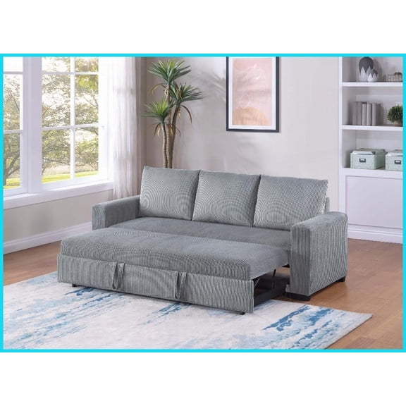 Modern Corduroy Convertible Sofa Bed – Space-Saving Living Room Furniture with Stable Square Legs
