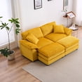 thumbnail image 1 of Modern Corduroy Convertible Sofa Loveseat, 2 Seaters Small Couch Love Seat With Movable Ottomans and Pillows For Living Room Apartment Bedroom, 1 of 11