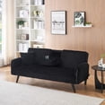 thumbnail image 1 of Modern Corduroy Futon Sofa Bed,Convertible Loveseat Sleeper Sofa Couch with Adjustable Backrest & Cup Holder for Living Room,White, 1 of 7