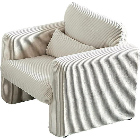 Modern Corduroy Loveseat Sofa, 60-Inch, Living Room Couch with 2 Pillows,Modern Lounge Chairs (Beige, 1seat)