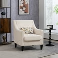 thumbnail image 1 of Modern Corduroy Single Chair with Two Pillows, Upholstered Armchair with Scooped Arms, Soft Single Sofa for Bedroom/Apartment/Studio/Office/Waiting Room, Beige, 1 of 9