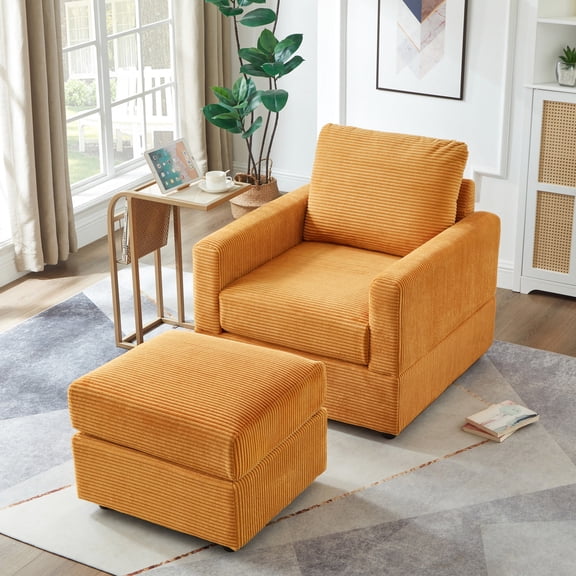 Modern Corduroy Sofa - Quick Assembly - Primary Living Space - Fast Setup