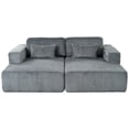 thumbnail image 1 of Modern Corduroy Upholstered Sofa Bed, Double Chaise Lounge Loveseat Couch With Pillows For Living Room Apartment Office, 1 of 13