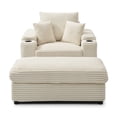 thumbnail image 1 of Modern Corduroy Upholstered Sofa Chair Armchair with Storage Ottoman and Cup Holders for Living Room Bedroom Apartment, 1 of 8