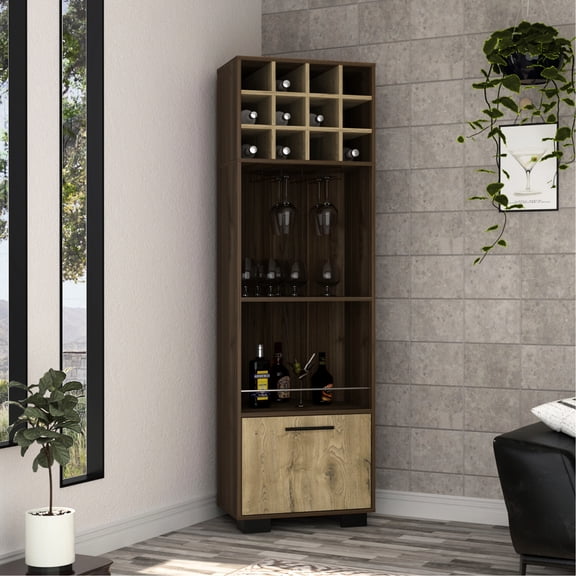 Modern Corner Bar Cabinet With 72.3 In. Tall Design And Storage Shelves - Style Shelf Space
