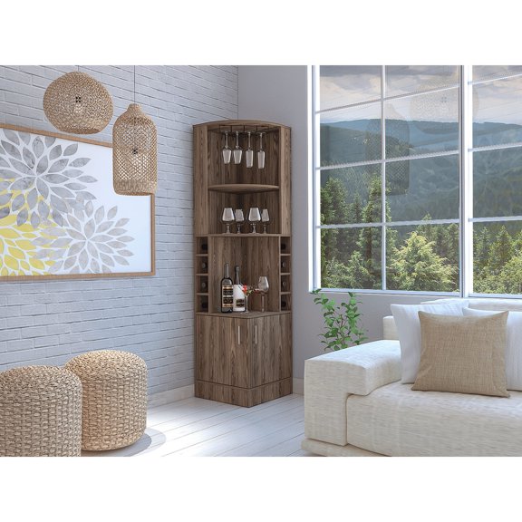 Modern Corner Bar Cabinet for Primary Living | Keep Your Bottles Organized