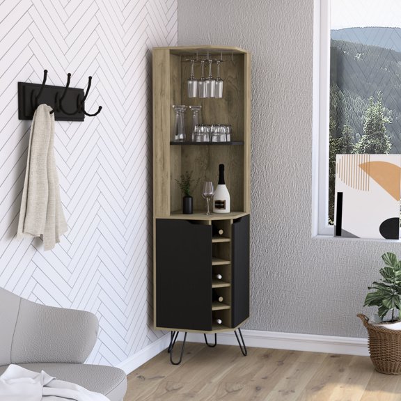 Particle Board Corner Bar Cabinet for Dining Room | Stylish Storage Option