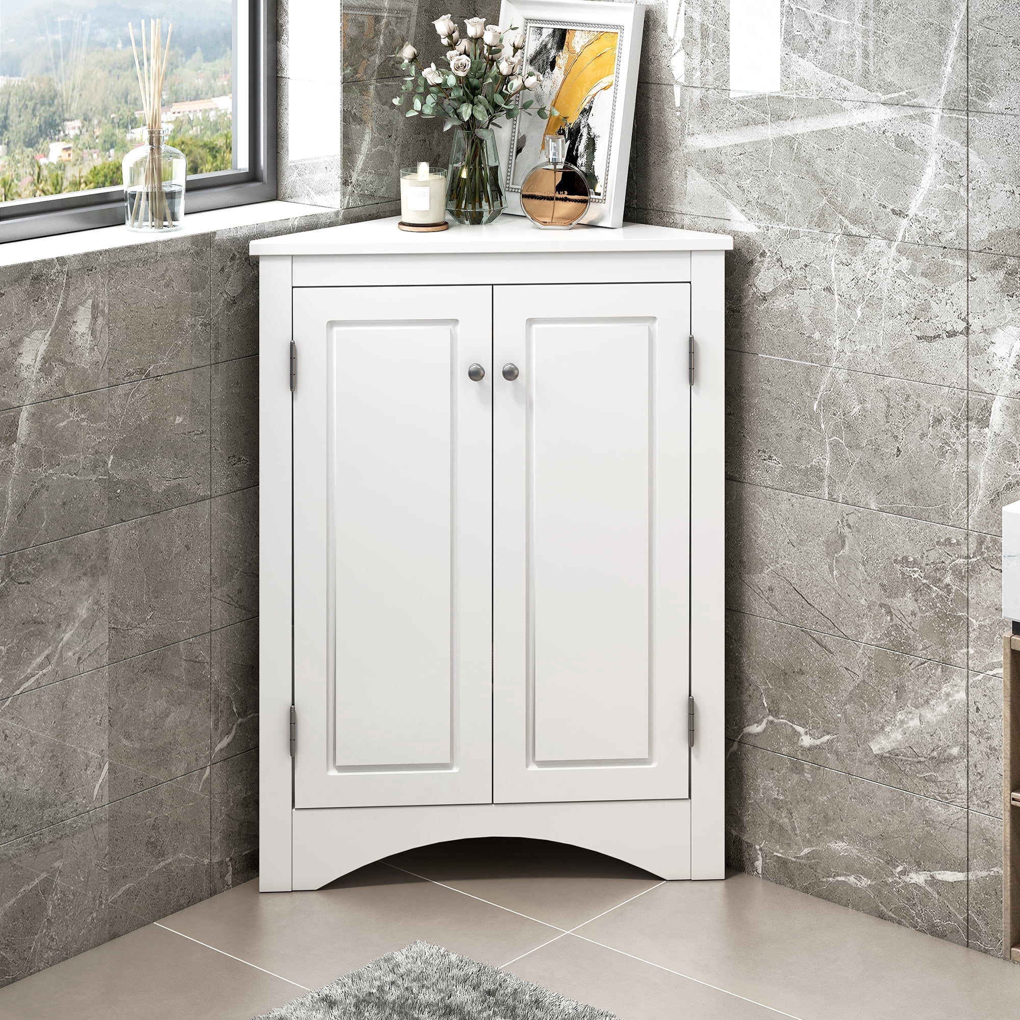Modern Corner Shelf With Adjustable Shelves Freestanding Bedroom Corner ...