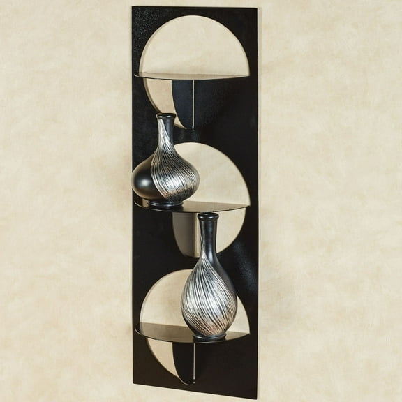 Modern Corydon Indoor Outdoor Steel Wall Shelf by JasonW Studios(R) Black Vertical Three Shelf
