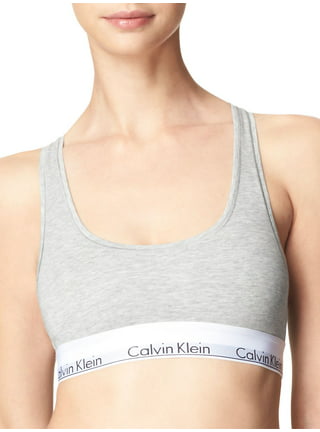 CALVIN KLEIN Intimates Gray Scoop Neck Unlined Breathable Full Coverage  Minimal Support Bralette Bra S