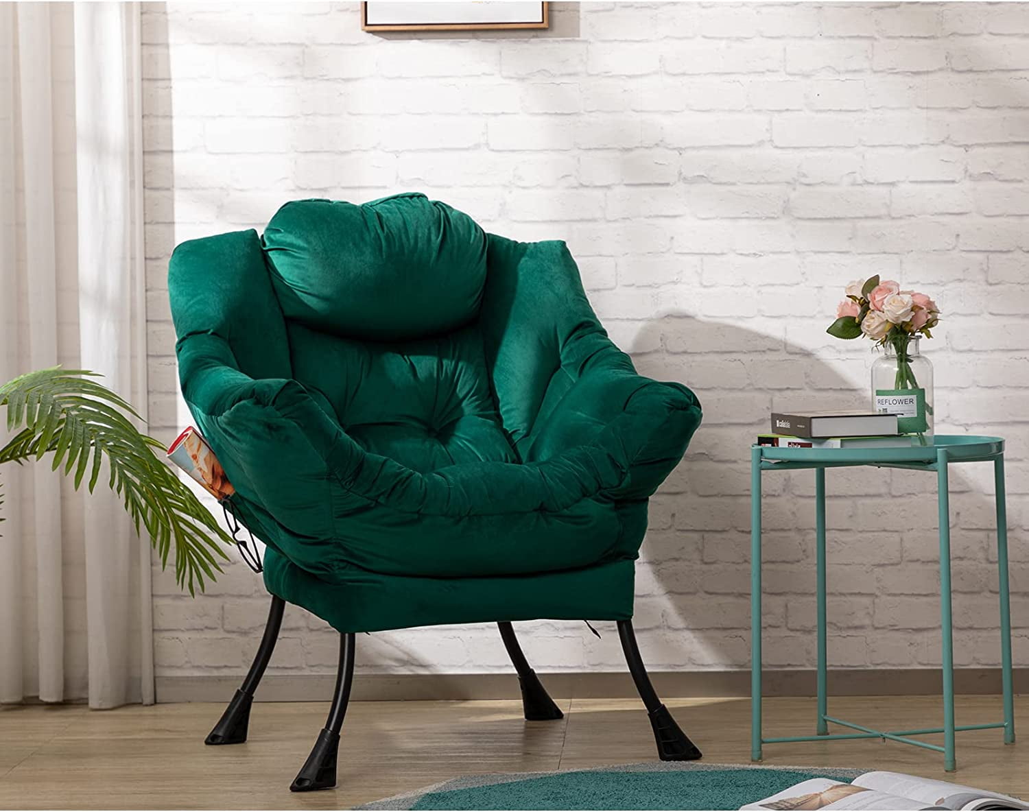 Modern Cotton Fabric Lazy Chair, Accent Contemporary Lounge Chair