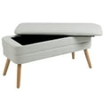 thumbnail image 1 of Modern Cotton/Linen Storage Ottoman Bench with Wood Legs Beige, 1 of 5