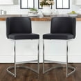 thumbnail image 1 of Modern Counter Height Bar Stools Upholstered PU Leather Bar Chairs, Set of 2, 26" with Back and C-Shaped Metal Frame Island Stools for Home Bar Kitchen Pub, 1 of 9