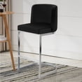 thumbnail image 1 of Modern Counter Height Bar Stools Upholstered Velvet Bar Chairs, Set of 1, 26" with Back and C-Shaped Metal Frame Island Stools for Home Bar Kitchen Pub, 1 of 9
