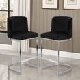 thumbnail image 1 of Modern Counter Height Bar Stools Upholstered Velvet Bar Chairs, Set of 2, 26" with Back and C-Shaped Metal Frame Island Stools for Home Bar Kitchen Pub, 1 of 9