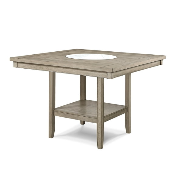 Modern Counter Height Dining Table With Faux Marble, Tan/beige Gray, Solid Wood Square Gray Table, 20" Marble Lazy , Veneers Storage