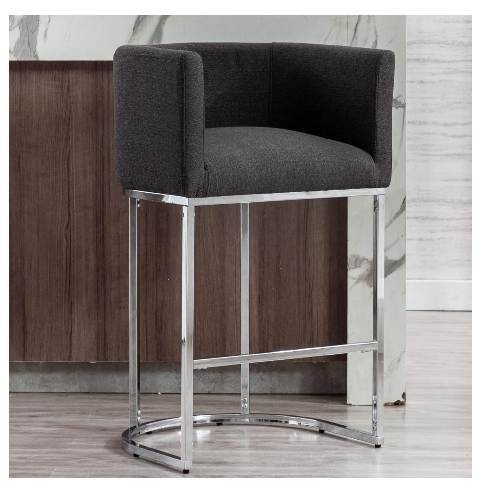 Modern Counter Height Linen Fabric Upholstered Counter Stool, 29 inch ...