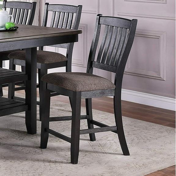 Modern Counter Height Set of 6 Dining Chairs Fabric Upholstered Seat High Chairs Kitchen Dining Room Furniture Dark Coffee