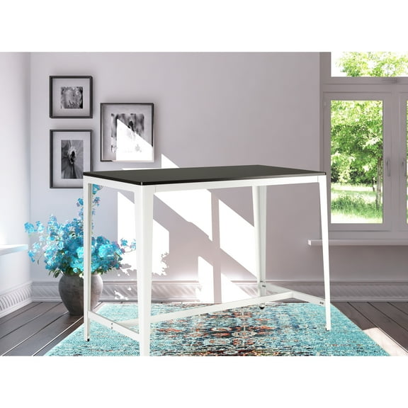 Modern Counter Height Table For Dining, Brown And White Minimalist Brown/white With Metal Frame Kitchen Dining Spaces