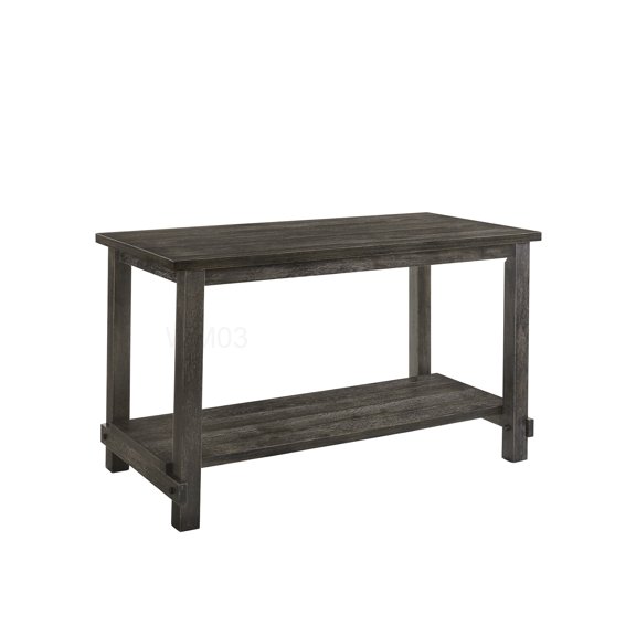 Modern Counter Height Table with Storage Shelf, Weathered Grey Finish, MDF Top, Rectangular Shape for Dining Room