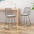 thumbnail image 1 of Modern Counter Stools Set of 2 with Water-Resistant Cushions and Geometric Design, Iron Frame Bar Stools for Kitchen Island, Durable & Easy-Clean Adjustable Height, 1 of 9
