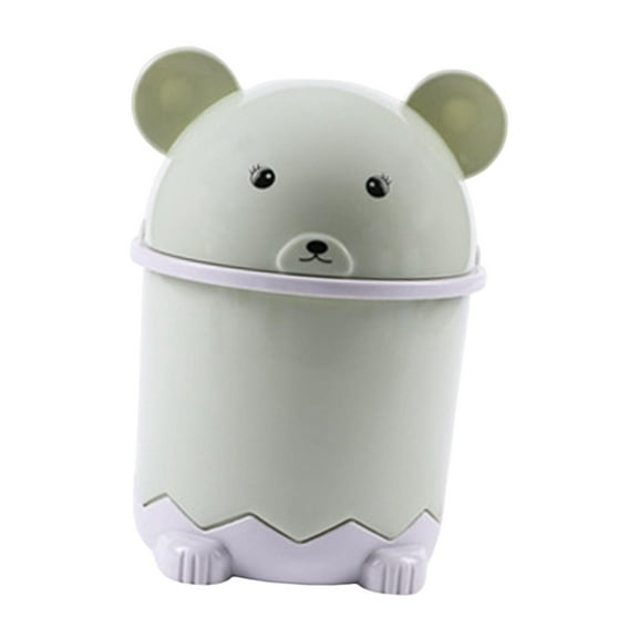 Modern Countertop Garbage Trash Can with Lid Office Counter Trash Bin Compact Wastebasket for Coffee Table Vanity Desktop Household Bedroom Green