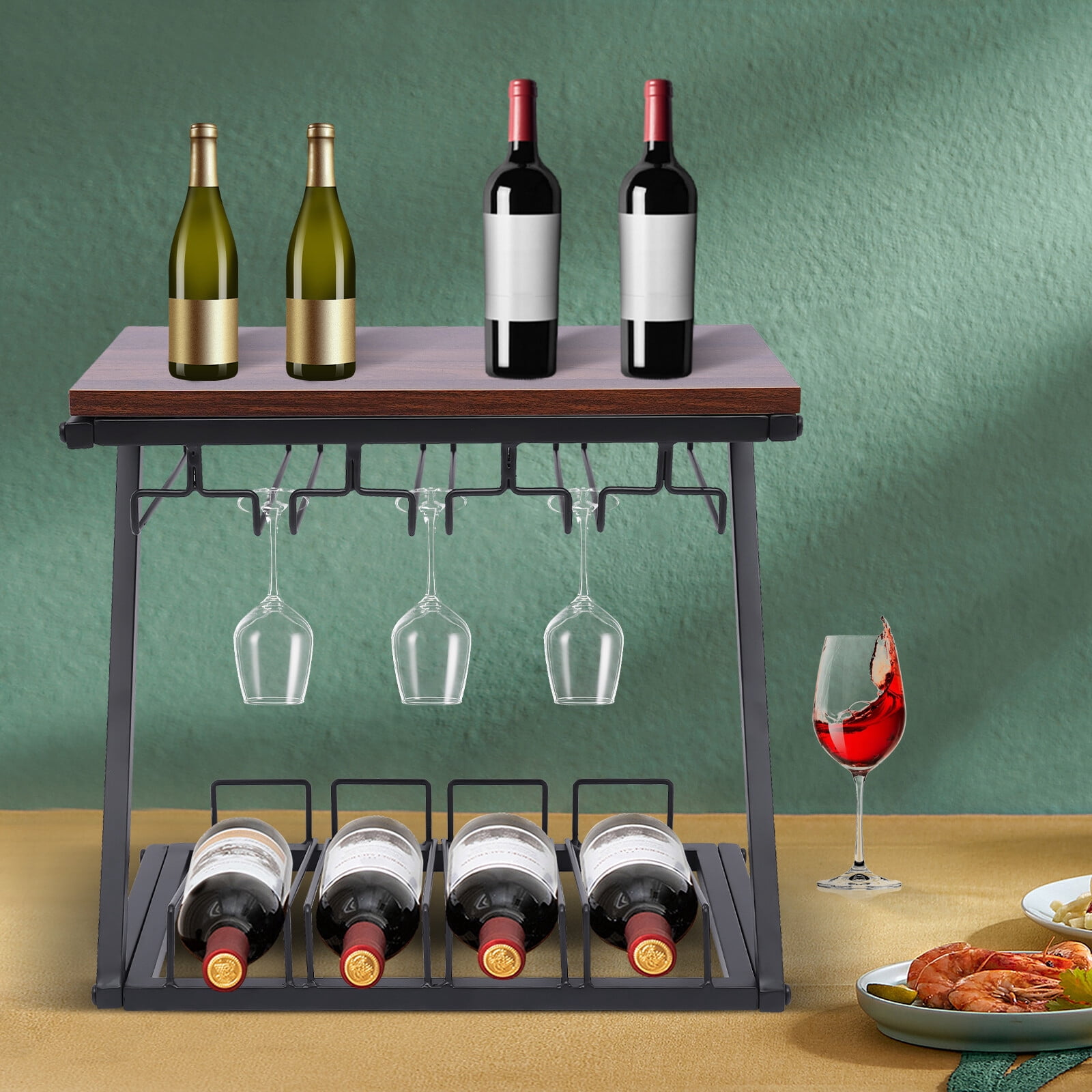 Modern Counter Wine Rack Modern Countertop Wine Rack Freestanding Bottles Storage Holder+Glass ...