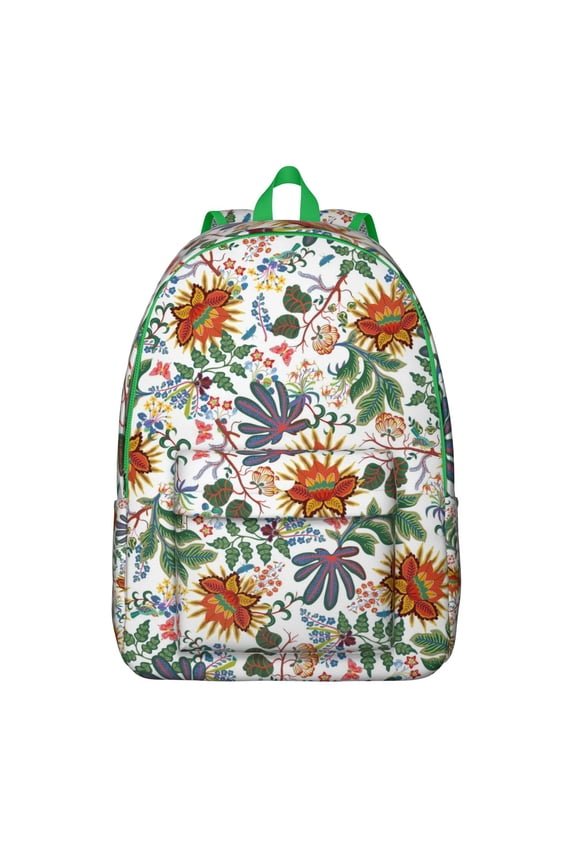 Modern Country Floral Backpack – Bright Colorful Blossom Design, Lightweight Canvas Bookbag with Anti-theft Features for Women and Teens