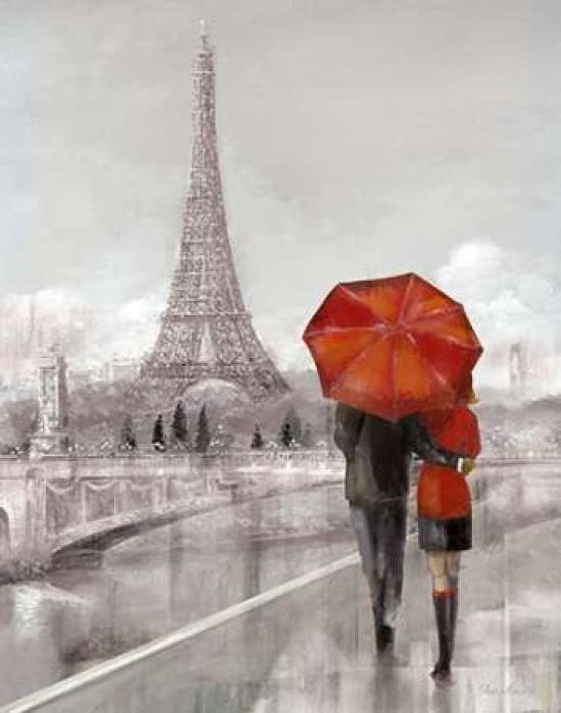 Modern Couple in Paris Canvas Art - Ruane Manning (22 x 28)