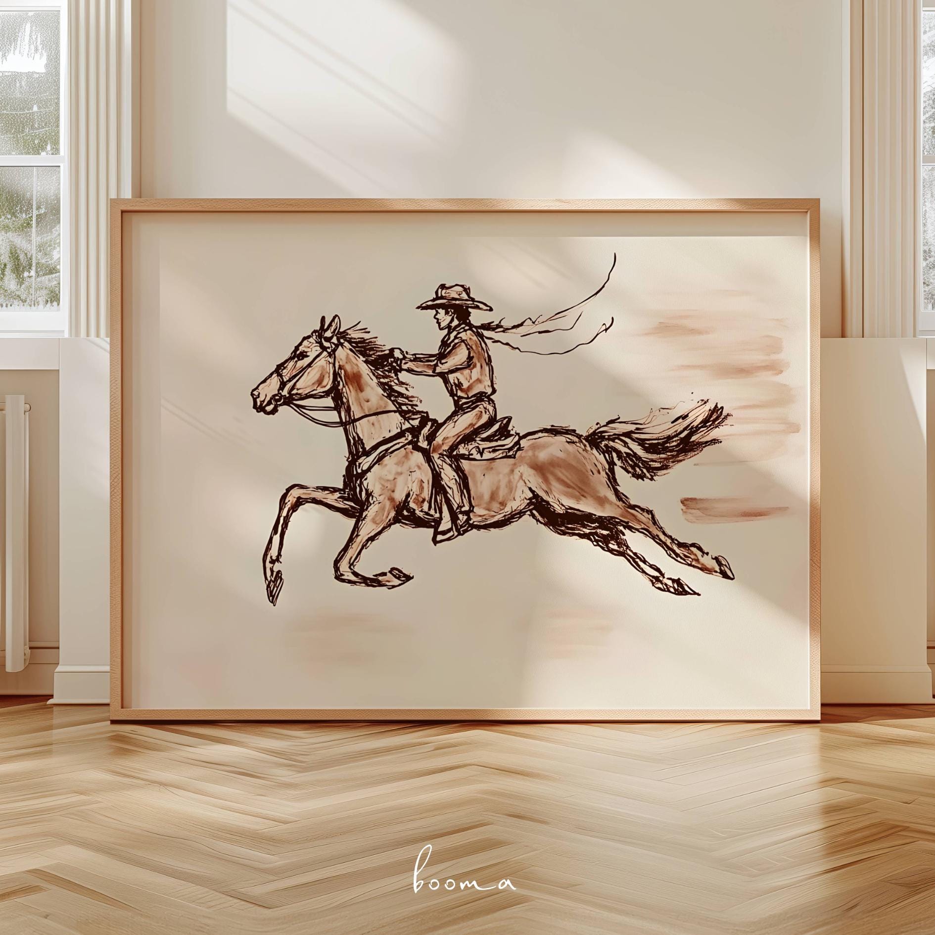 Modern Cowboy Horse Art Print: Western Style Decor Minimalist Art ...