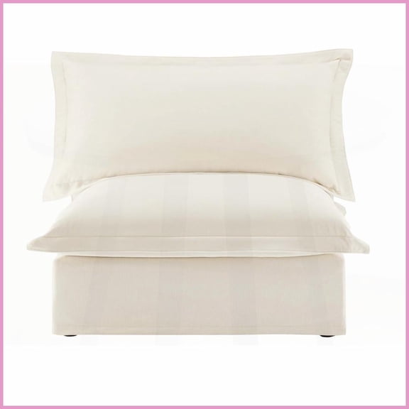 Modern Cream Chenille Armless Sofa with Removable Covers - Living Room Comfort