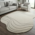 thumbnail image 1 of Modern Cream Irregular Shaped Area Rug – Hand-Tufted Abstract Lines Carpet for Living Room, Soft Neutral Floor Décor – Universal Carpets, 1 of 5