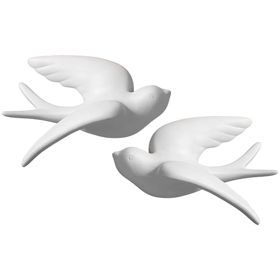 Modern Creative European-Style Ceramic Bird Wall Art Decoration, 3D Small Left & Right Flying Birds, Minimalist Decor for Living Room, Hotel, and Home Interior Decoration