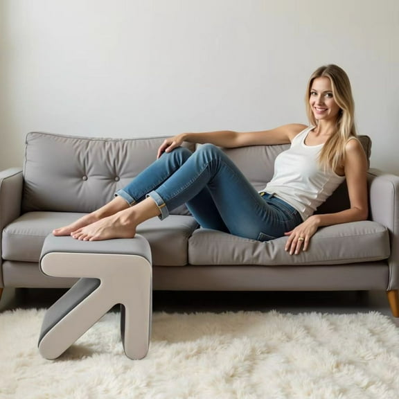 Modern Creative Upholstered Velvet Sofa Stool Kids Stool Shoe Bench Footrest Footstool Ottoman Coffee Table Arrow Design Handycraft Decoration For Living Room Bedroom, Grey+Beige