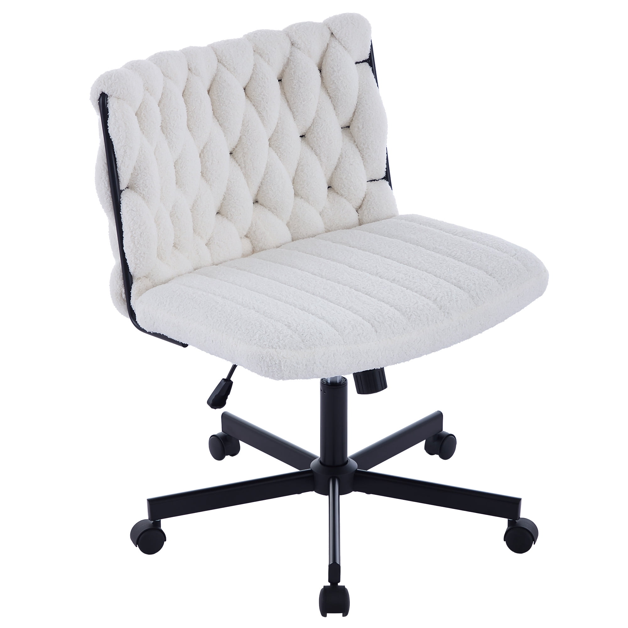 Modern Criss Cross Chair, Extra Wide Office Chair with Adjustable Height and 360° Swivel Casters, Ergonomic Swivel Cozy Desk Chair for Home Office Work - 300lbs Capacity