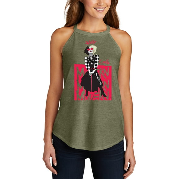 Modern Cruella Repeated - Juniors High Neck Tank Top