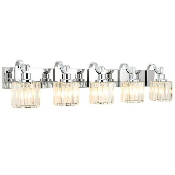 Modern Crystal Bathroom Light Fixtures-Chrome Vanity Lights Crystal Splicing with Metal Support,Bathroom Lighting Fixtures Over Mirror Vanity Lighting Fixtures for Bedroom Living Room