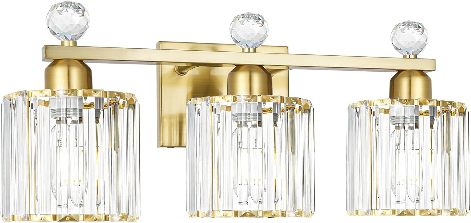 3-Light Gold Bathroom Vanity Light - Adjustable Color (2700K-4500K) & Dimmable LED Fixture