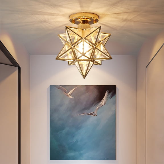 Modern Crystal Ceiling Light, Flush Mount Hallway Lamp, Small Entryway Lighting Fixture, Starburst Corridor Lantern, Versatile Balcony Ceiling Lamp