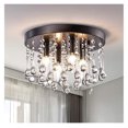 thumbnail image 1 of Modern Crystal Chandelier 4 Lights Flush Mount Ceiling Lighting Modern Raindrop Close to Ceiling Light Fixtures E12 Base Ceiling Light for Hallway Entry Way Dining Room Antique Black, 1 of 2