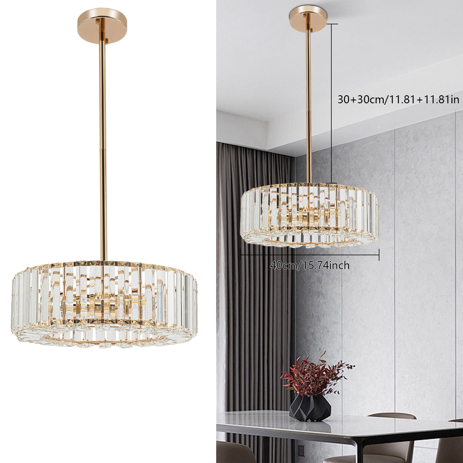Modern Crystal Chandelier, Ceiling Light Fixtures, Pendant Lighting for Dining Room Living Room (Not Included Bulbs)