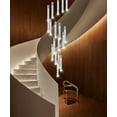 thumbnail image 1 of Modern Crystal Chandelier Dimmable LED Pendant Light Fixture 18-Light Silver Staircase Mini Chandelier Lobby Living Room Bedroom Foyer Flush Mount High Ceiling Light Fixtures(90W), 1 of 8