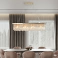 thumbnail image 1 of Modern Crystal Chandelier for Dining Room 8-Light Gold Rectangle Raindrop Chandelier Contemporary Rectangular Pendant Light Fixture for Kitchen Island Bar L39.4'' x W9.8'' x H8.7'(Bulb Not Included), 1 of 10