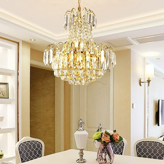 Modern Crystal Chandelier K9 Crystal Lighting Fixture Pendant Ceiling Chandelier Luxury Transparent Light for Bedroom Living Room Dining Room Home Lighting Fixtures (D40*H50cm)