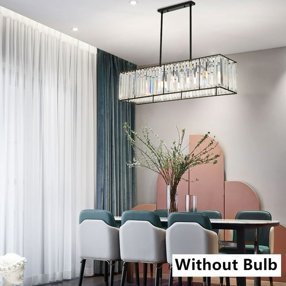 Modern Crystal Chandelier Light Adjustable Height Pool Table Ceiling Pendant Creativity Crystal Rectangle Pendant Light Kitchen Living Room Fine Ceiling Lamp Crystal Chandelier Pendant Light Island
