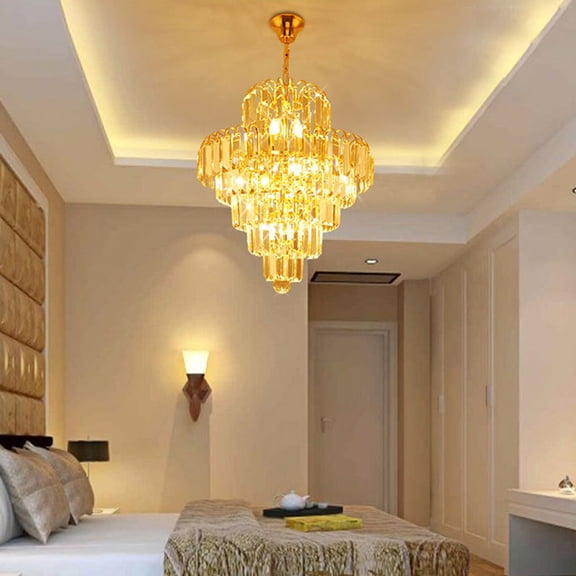 Modern Crystal Chandelier Luxurious Elegant K9 Crystal Glass Chandelier Ceiling Lighting Fixture for Dining Room Bedroom Living Room Home Decoration
